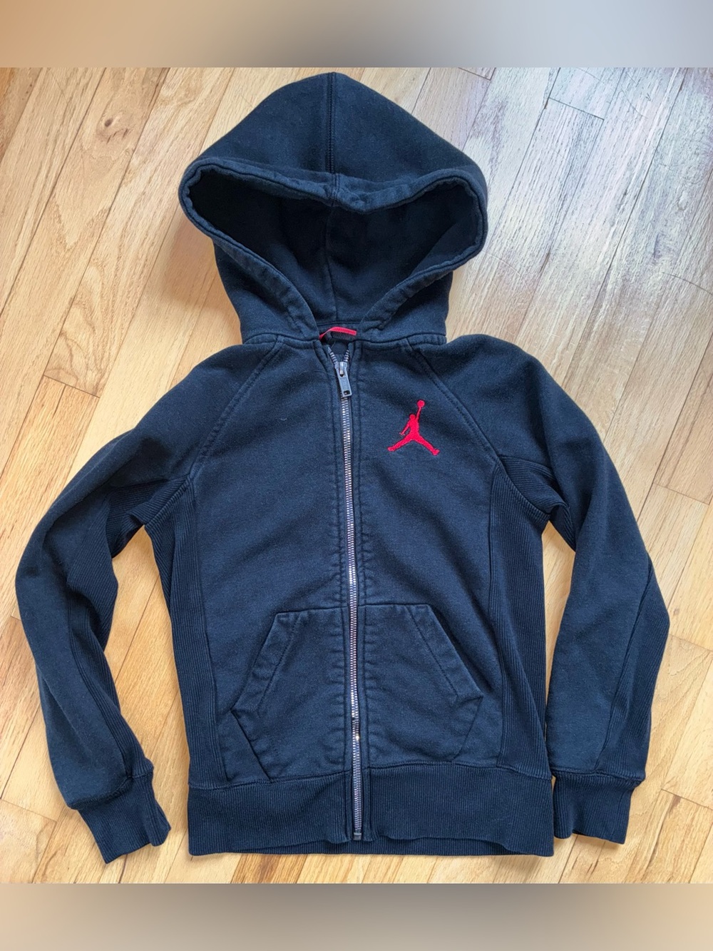Jordan Kids' Black Hoodie with Red Jumpman Logo